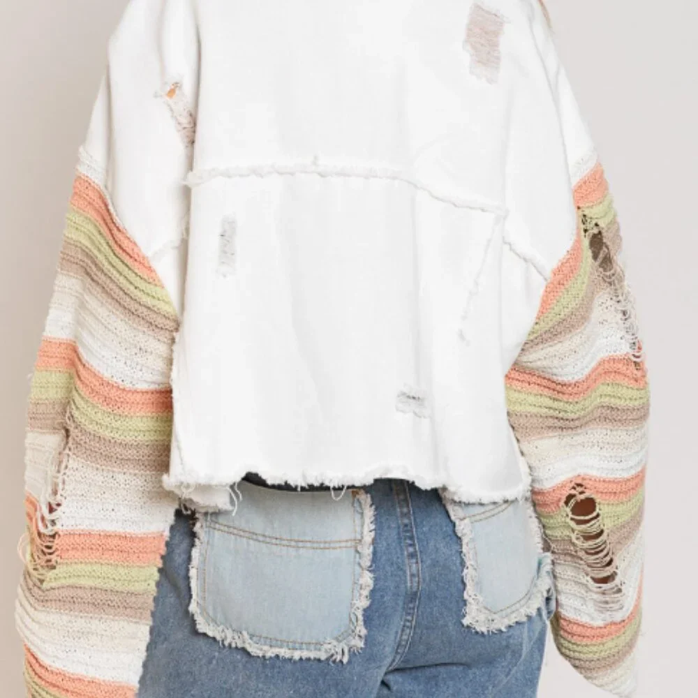 #122 PLUS POL DENIM DISTRESSED JACKET - Picture 2 of 5